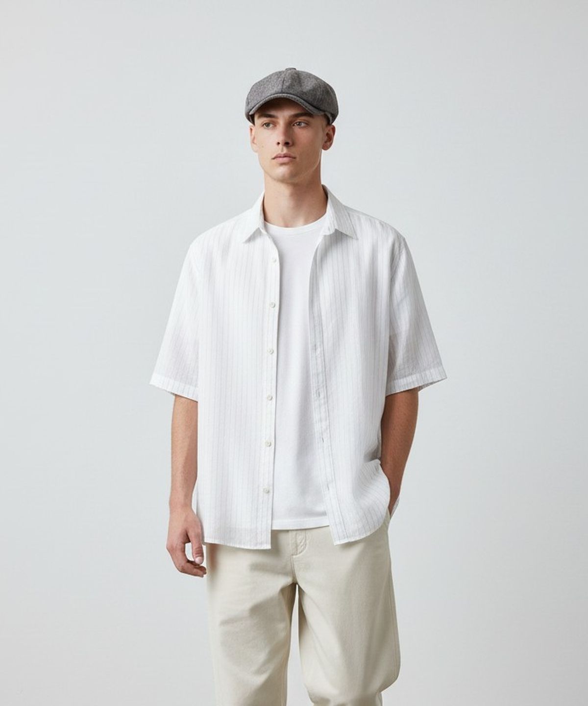 유니버셜 케미스트리(UNIVERSAL CHEMISTRY) Linen Logo Gray Banding Huntingcap 헌팅캡