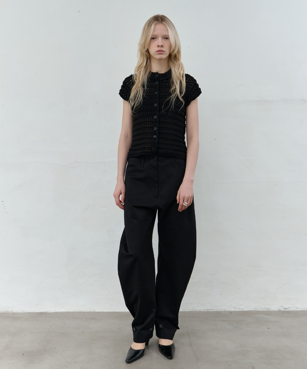 서란(SEORAN) Cotton Crochet Knit_Black