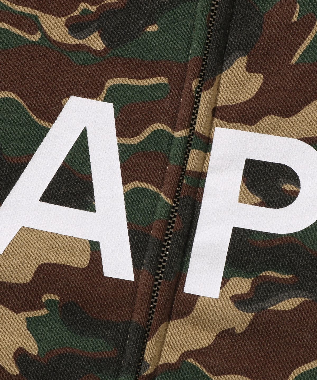 베이프(BAPE) 글리치 우드랜드 카모 풀 집 후드(M) GREEN