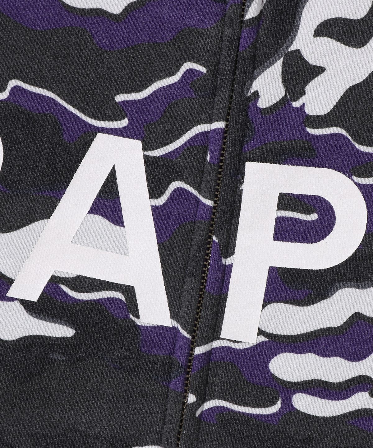 베이프(BAPE) 글리치 우드랜드 카모 풀 집 후드(M) PURPLE
