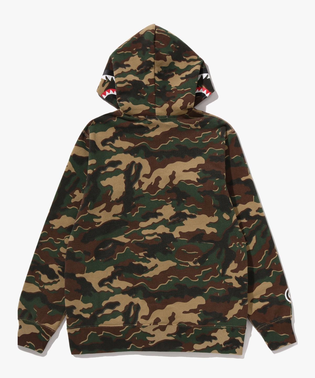 베이프 키즈(BAPE KIDS) 글리치 우드랜드 카모 샤크 집 후드(JR) GREEN