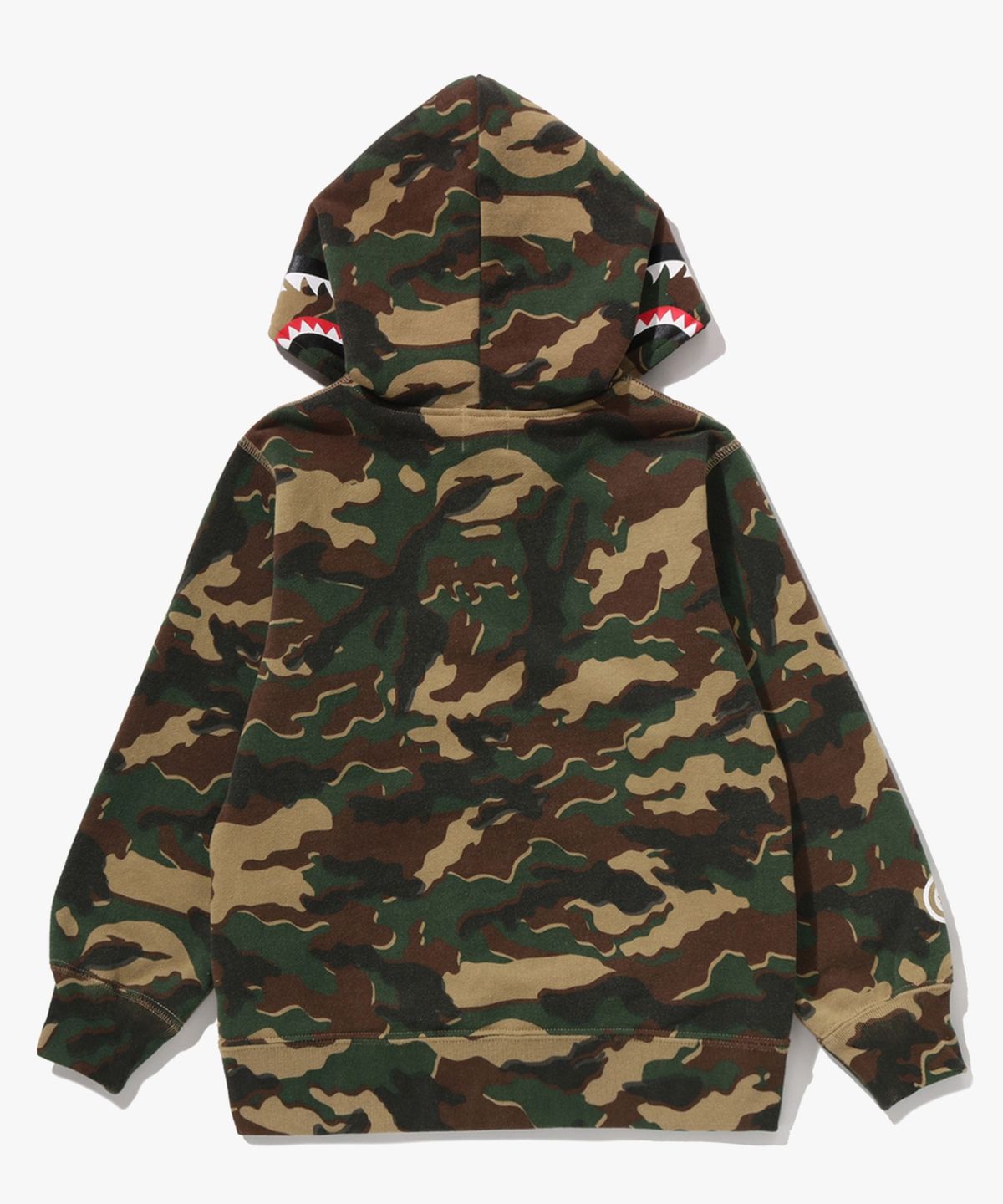 베이프 키즈(BAPE KIDS) 글리치 우드랜드 카모 샤크 집 후드(Kids) GREEN