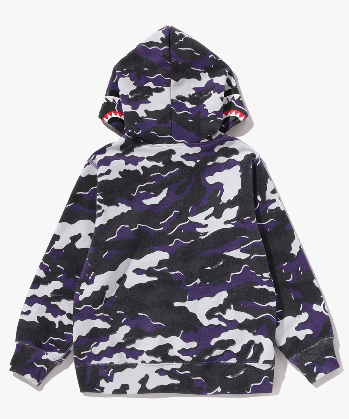 베이프 키즈(BAPE KIDS) 글리치 우드랜드 카모 샤크 집 후드(Kids) PURPLE