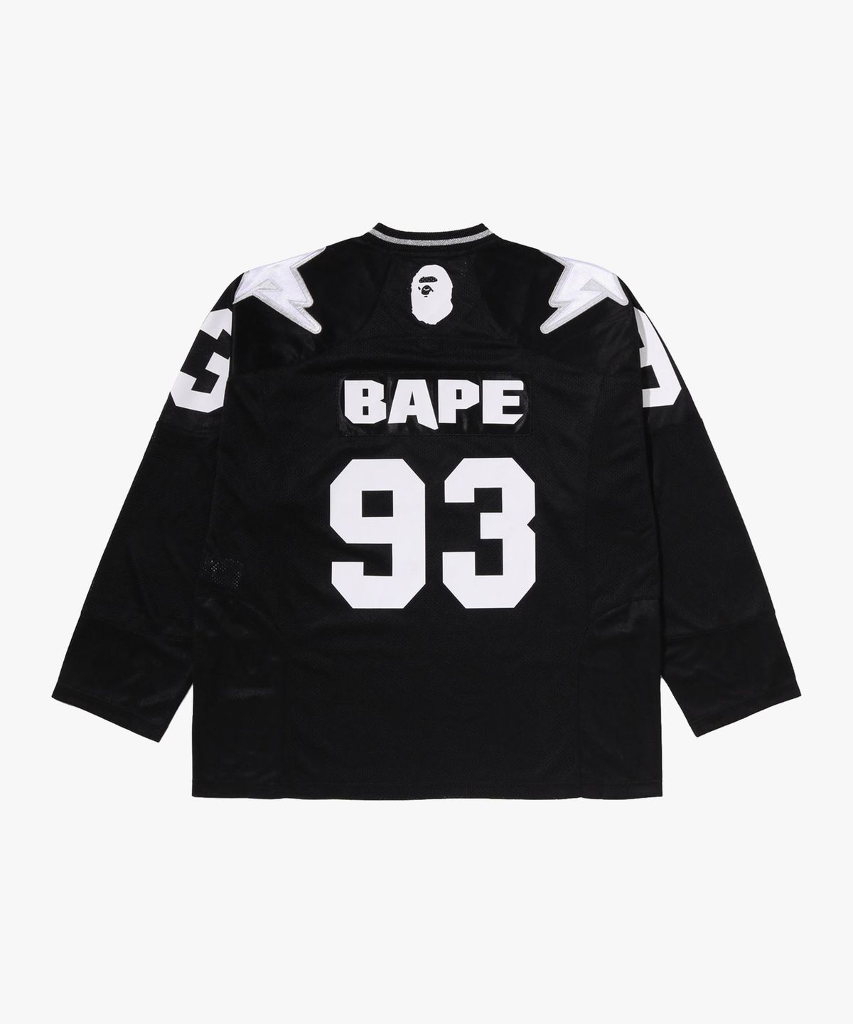 베이프(BAPE) 라인 카모 멀티 로고 크롭 핏 풋볼 져지(M) BLACK