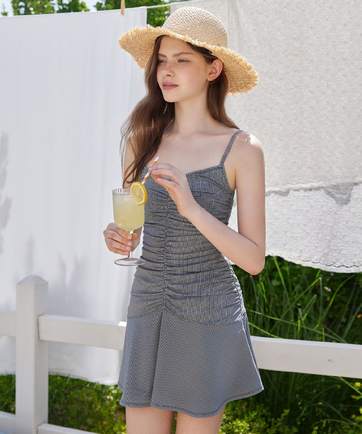 벨로디네라(VALLO DE NERA) Posy Check Swimdress Black