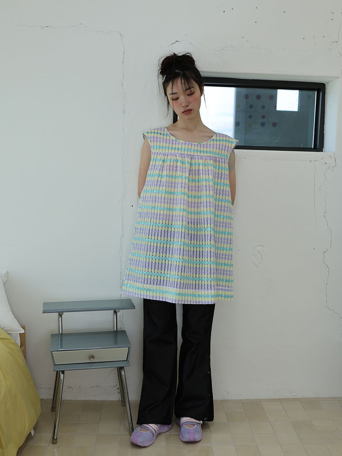 무음(MUWM) 페어리 슬리브 드레스 Fairy Sleeve Dress (Yellow Mint)