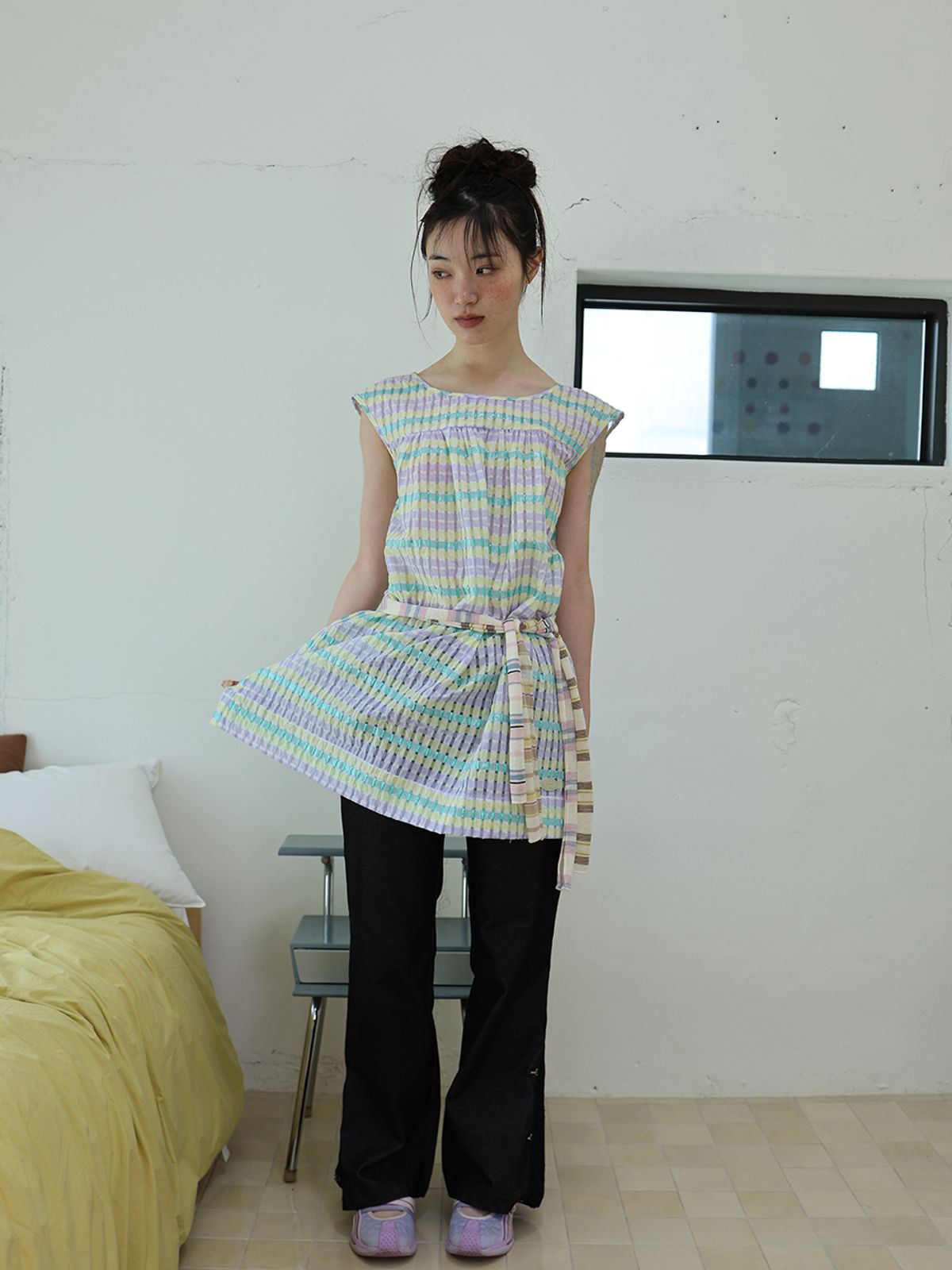 무음(MUWM) 페어리 슬리브 드레스 Fairy Sleeve Dress (Yellow Mint)