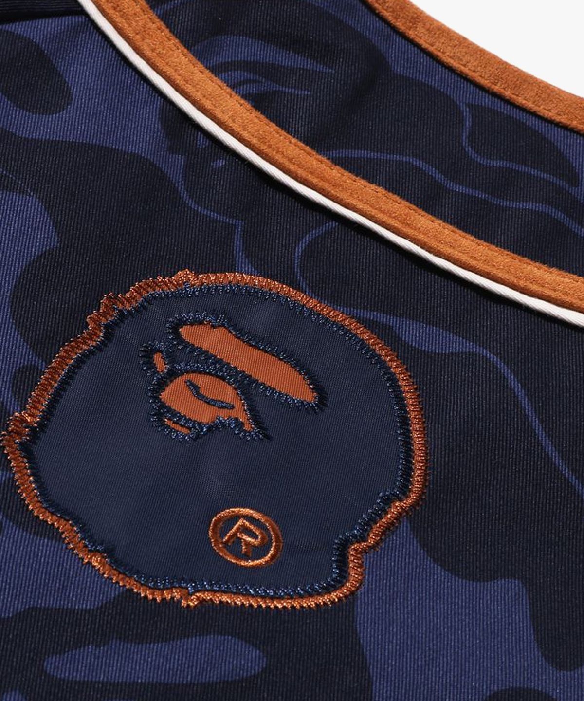 베이프(BAPE) 솔리드 카모 멀티 로고 베이스볼 SS 셔츠(M) NAVY