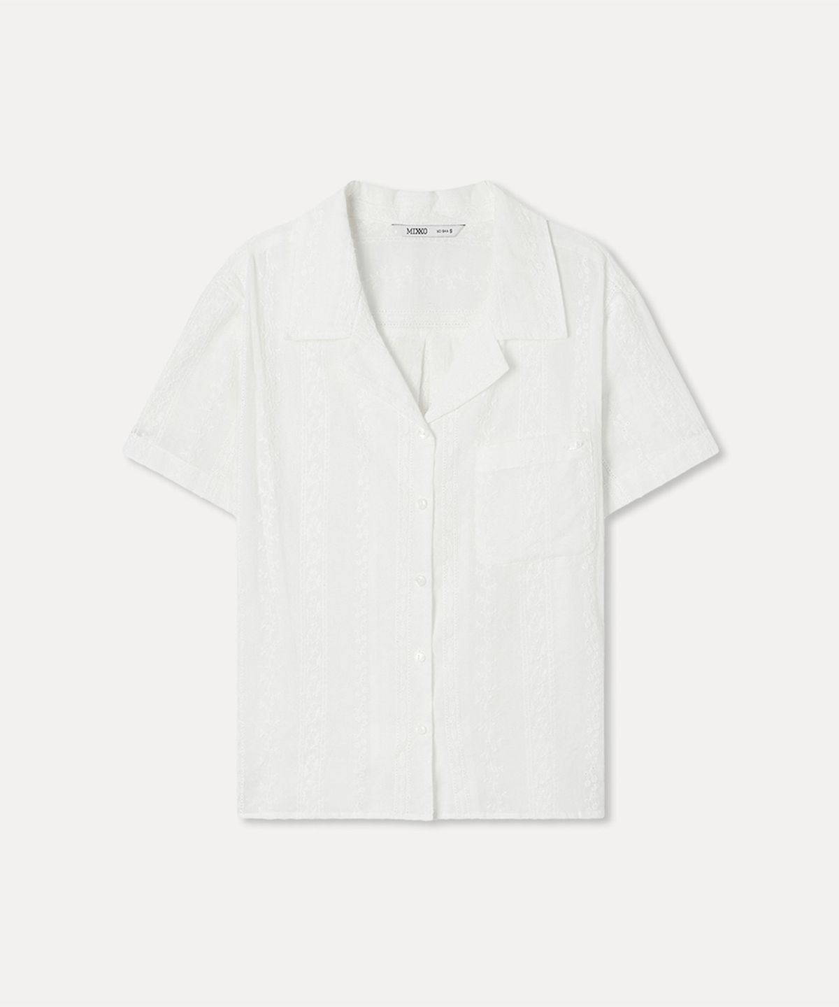미쏘(MIXXO) 소재 변형 포켓 반팔 셔츠_MIWYAG601G