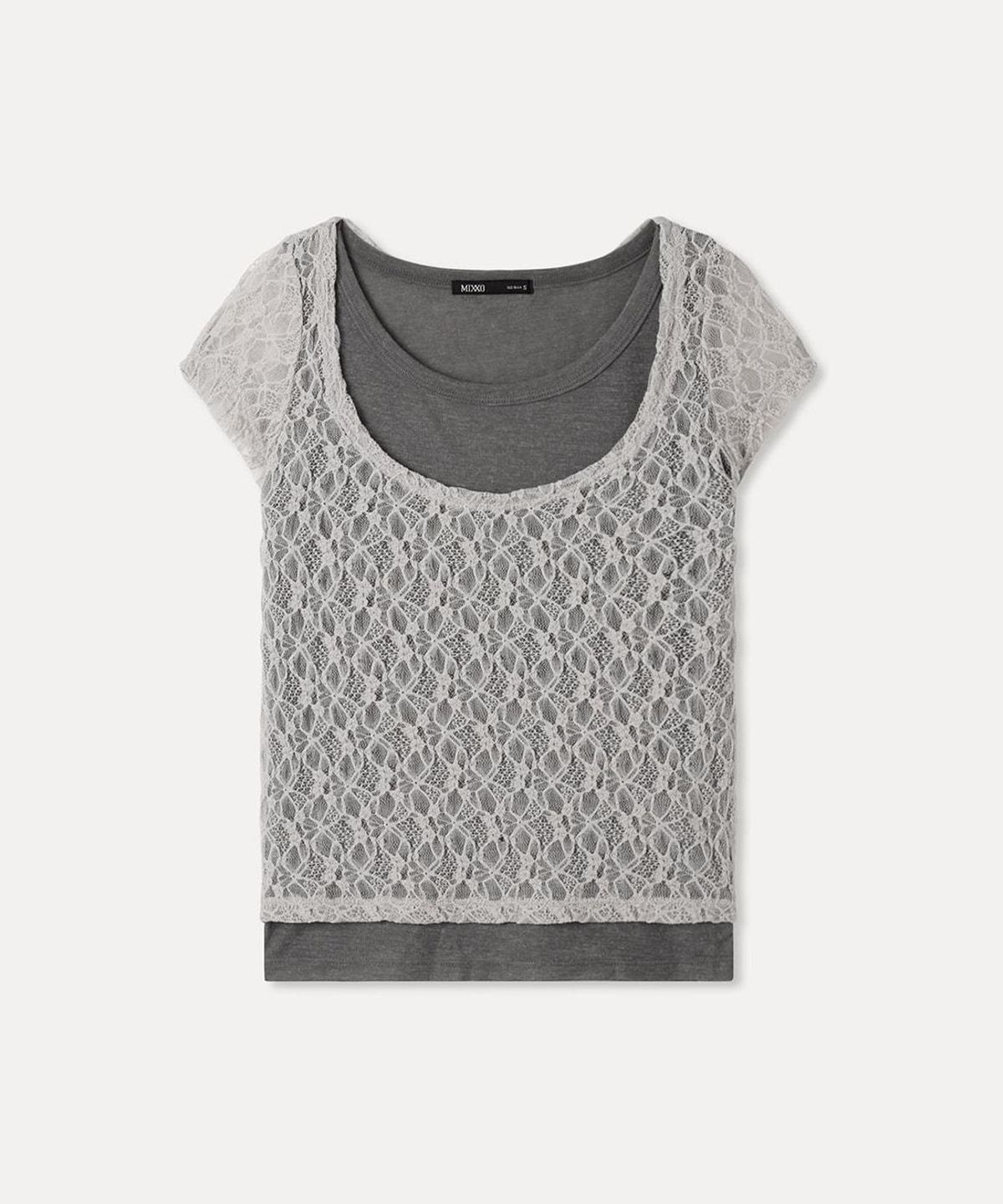 미쏘(MIXXO) 레이스 레이어드 티셔츠 RE LWG41MS_MIWHWG72QA