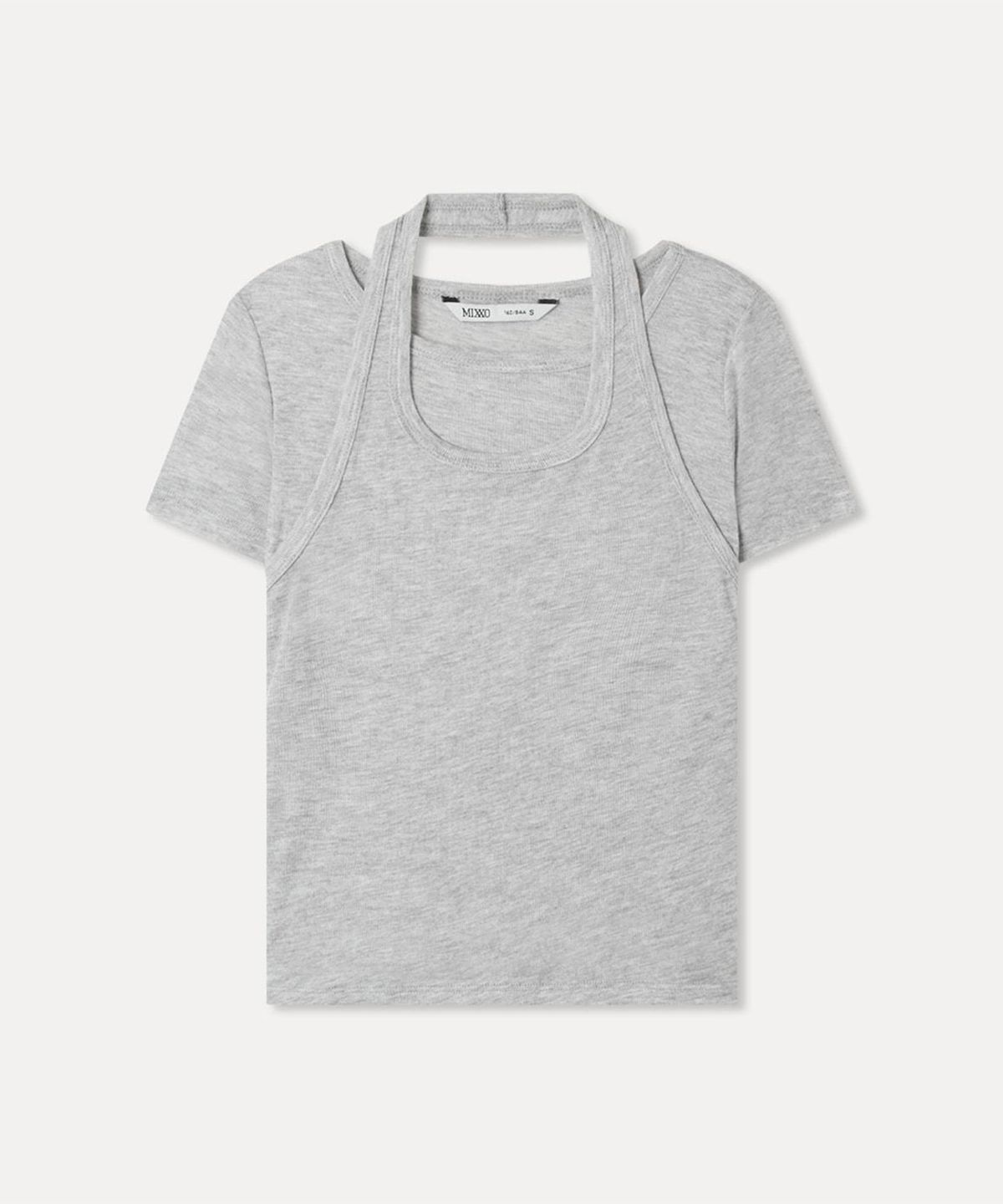 미쏘(MIXXO) 홀터넥 시스루 반팔 티셔츠 RE LWG31QA_MIWHWG54QA
