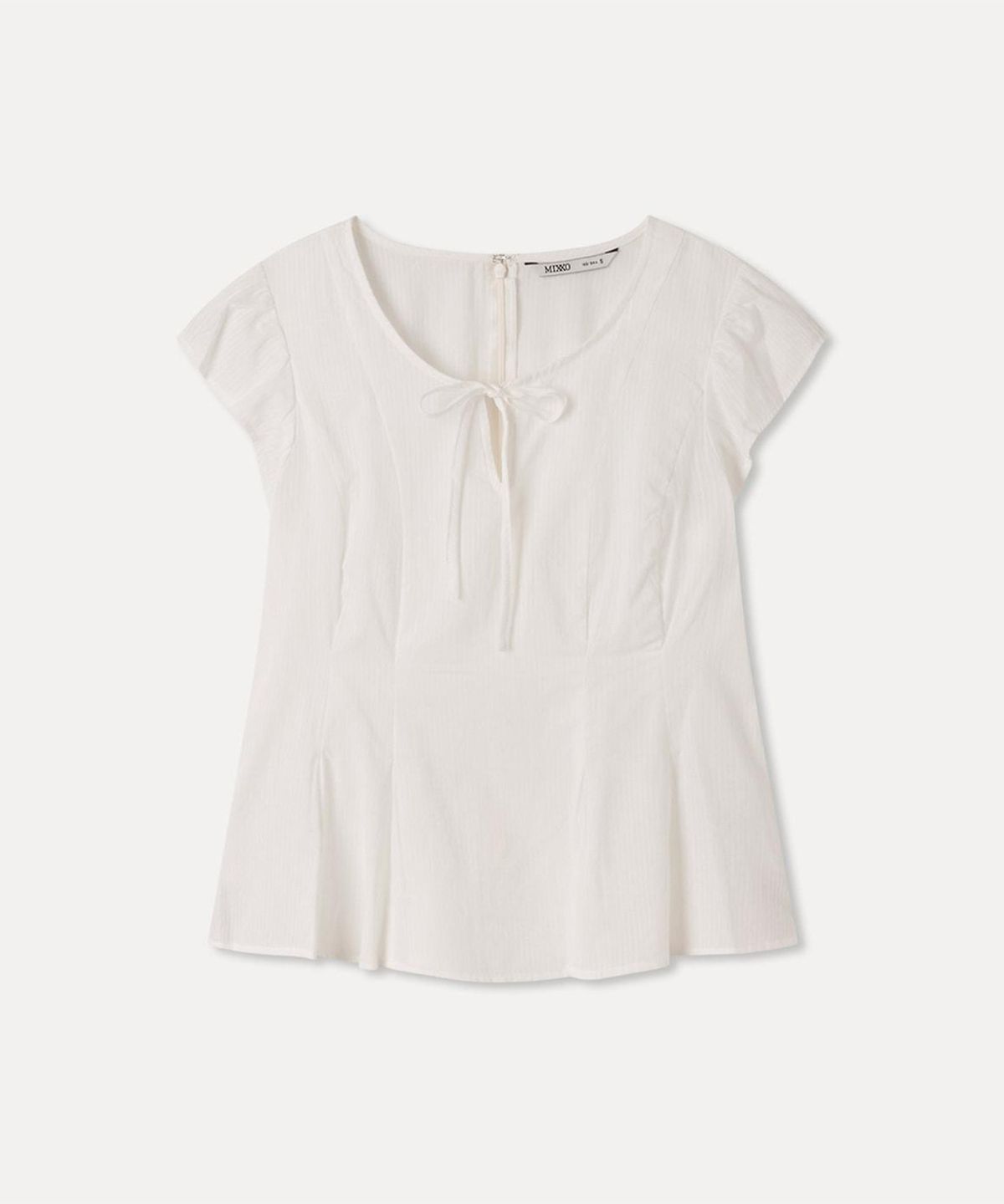 미쏘(MIXXO) 벨티드 플레어 블라우스_MIWBWG701B