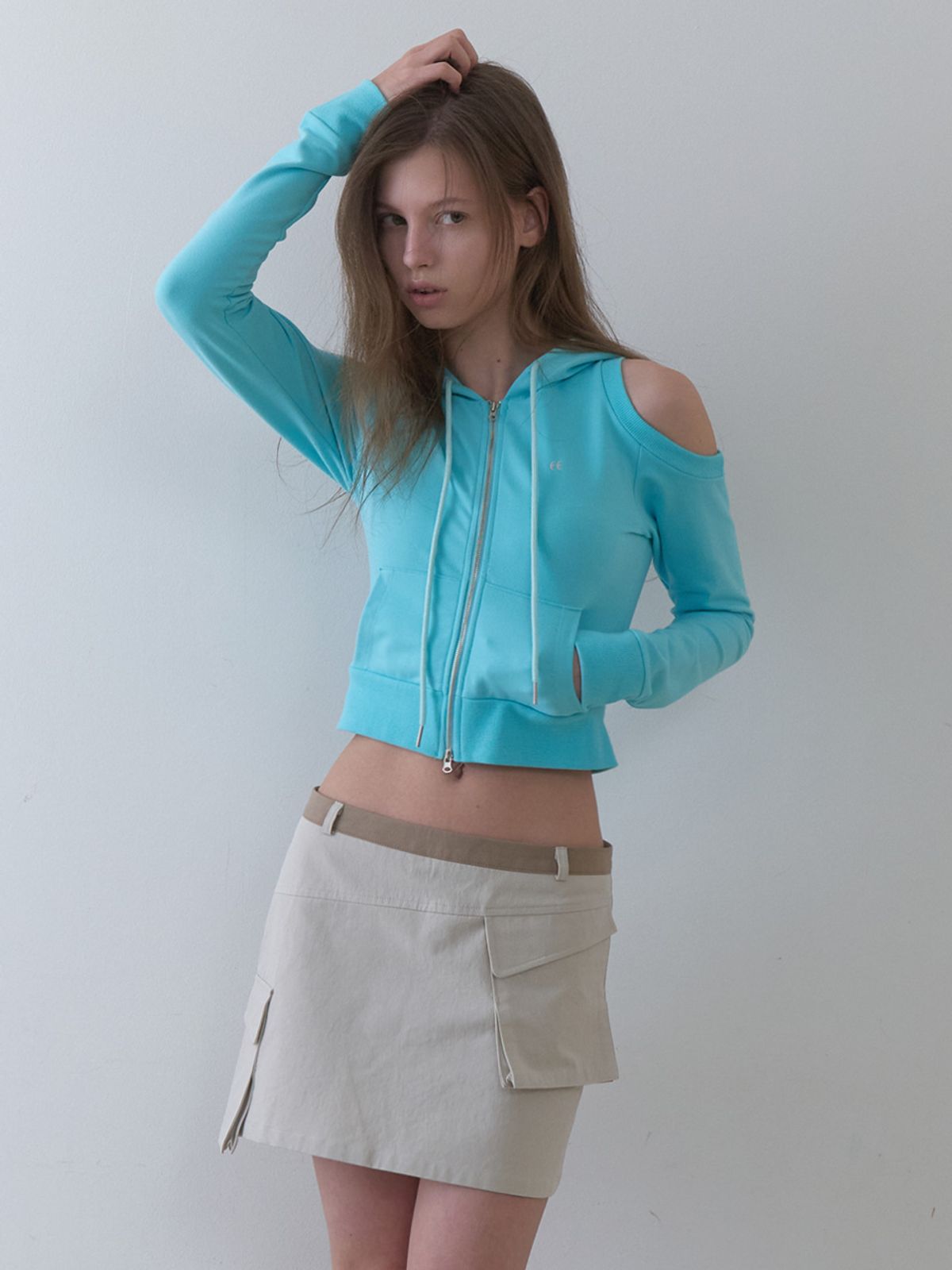 그리트(GREET) 로비안 트임 투웨이 후드집업_Robian Hoodie_Aqua Blue