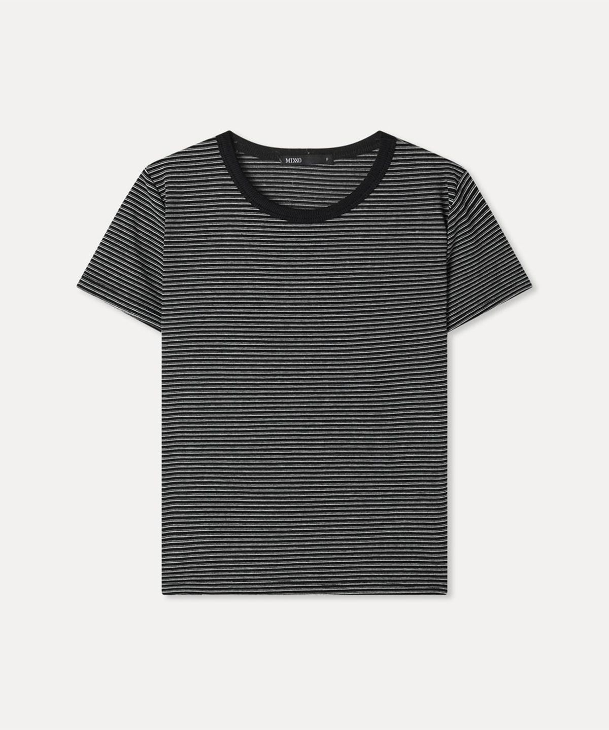 미쏘(MIXXO) 스트라이프 반팔 티셔츠_MIWHWG709S