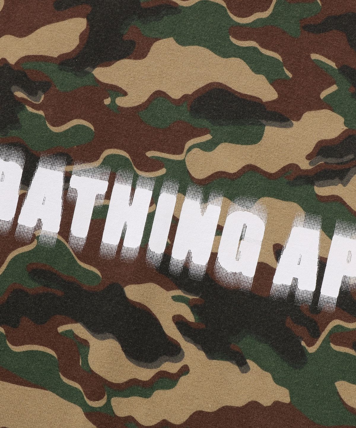 베이프(BAPE) 글리치 우드랜드 카모 헤비 워시 BATHING APE 크롭 핏 나시(M) GREEN