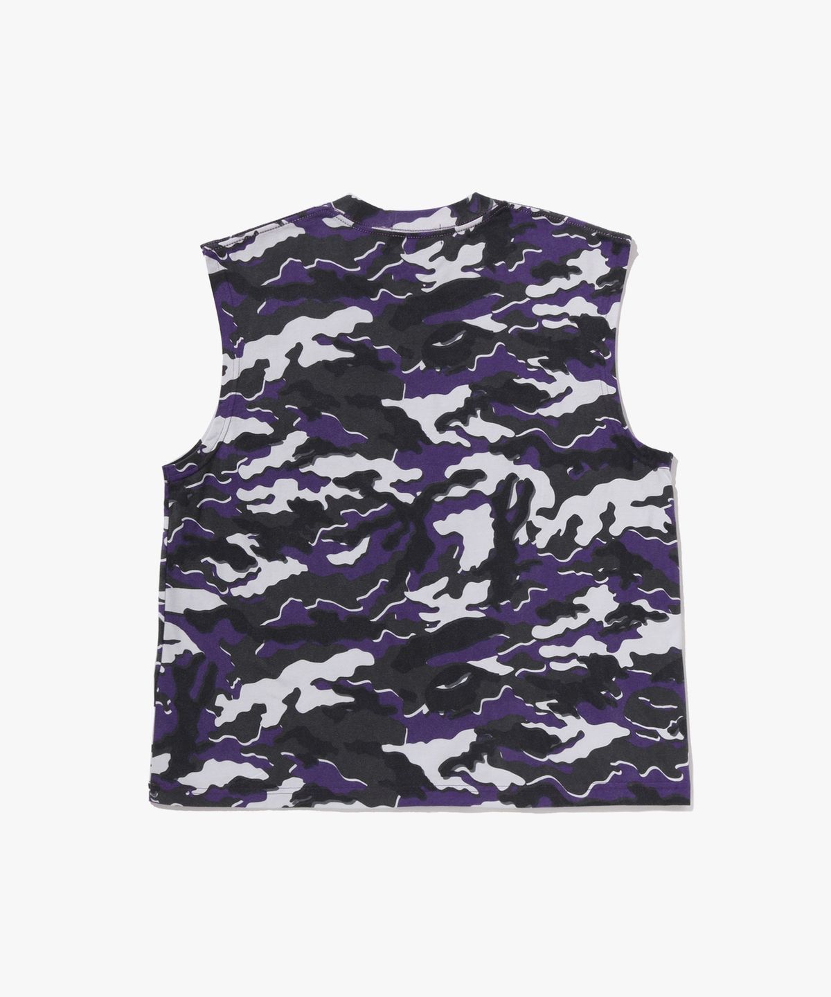베이프(BAPE) 글리치 우드랜드 카모 헤비 워시 BATHING APE 크롭 핏 나시(M) PURPLE