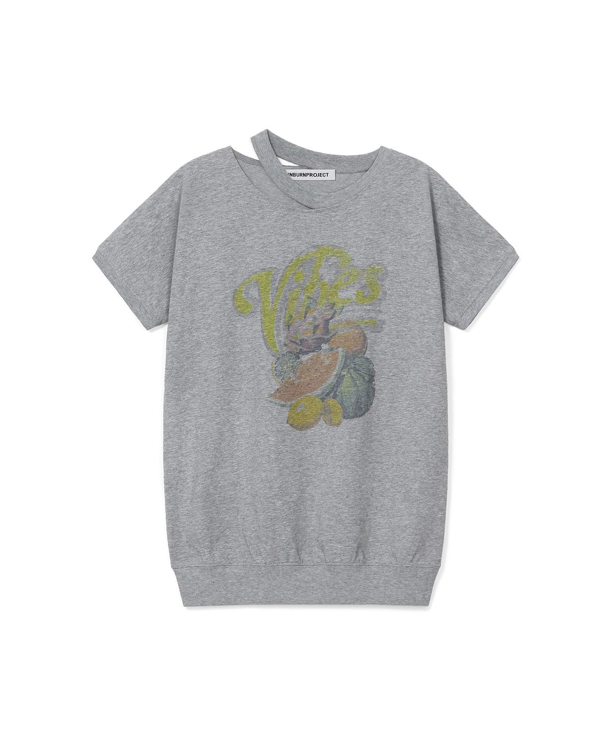썬번프로젝트(SUNBURNPROJECT) FRUITS SLIT T-SHIRT, MELANGE GRAY