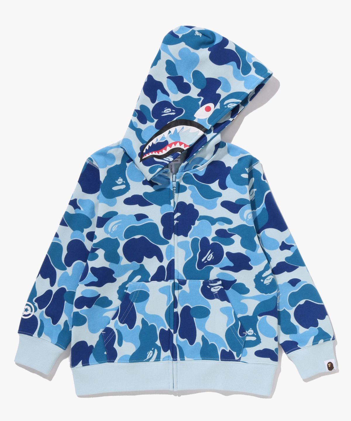베이프 키즈(BAPE KIDS) ABC 카모 마일로 샤크 집 후드(Kids) BLUE