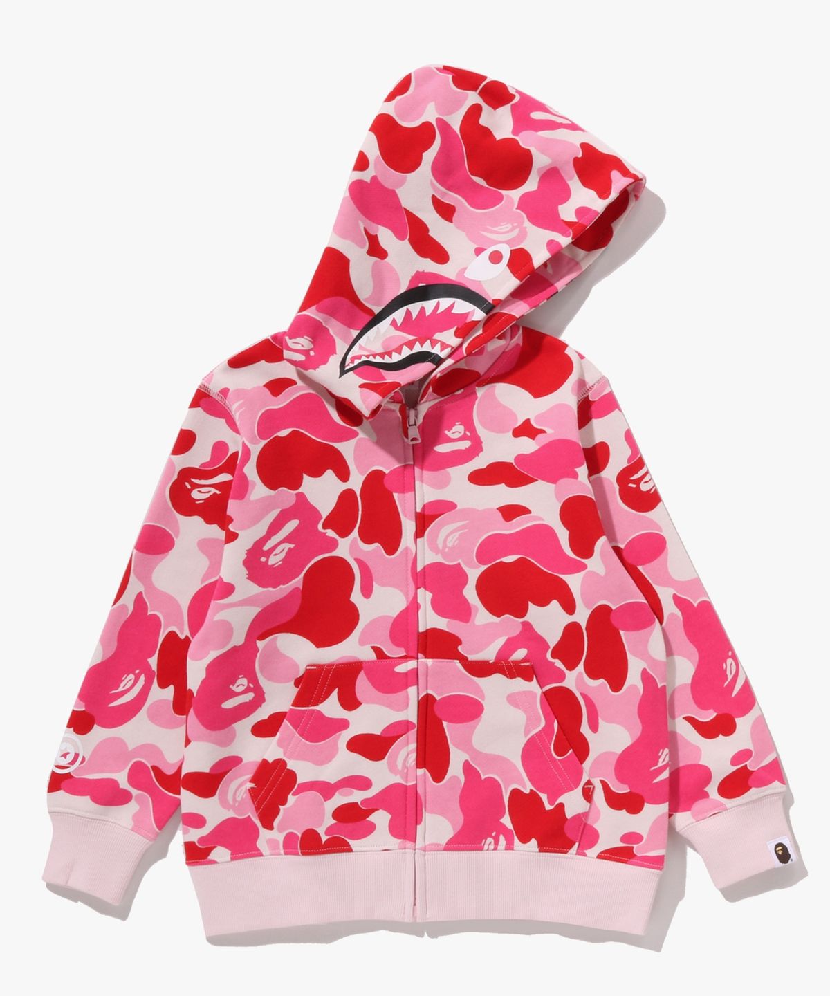 베이프 키즈(BAPE KIDS) ABC 카모 마일로 샤크 집 후드(Kids) PINK