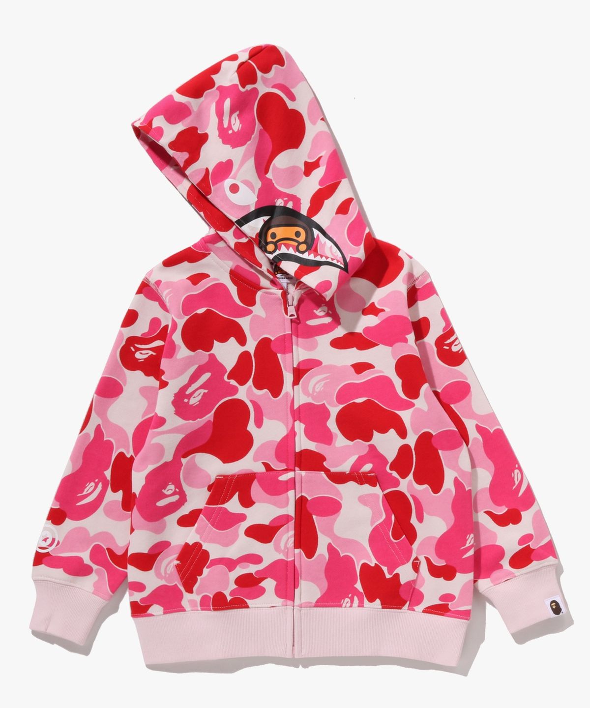 베이프 키즈(BAPE KIDS) ABC 카모 마일로 샤크 집 후드(Kids) PINK
