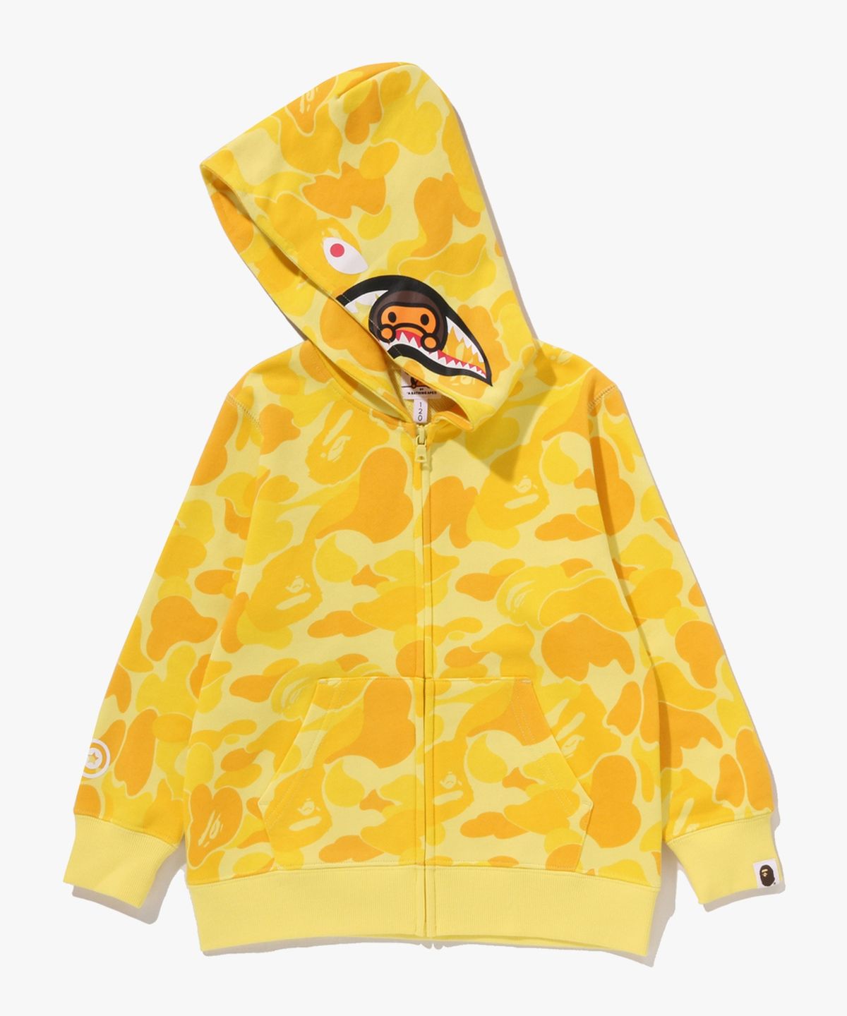 베이프 키즈(BAPE KIDS) ABC 카모 마일로 샤크 집 후드(Kids) YELLOW