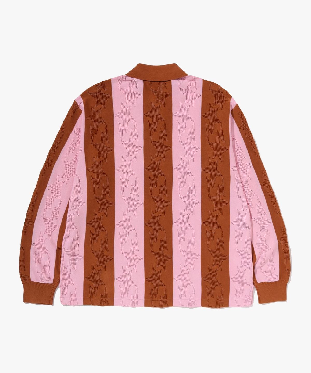 베이프(BAPE) 스타 스트라이프 패턴 자카드 멀티 로고 릴렉스드 핏 롱슬리브(M) BEIGE