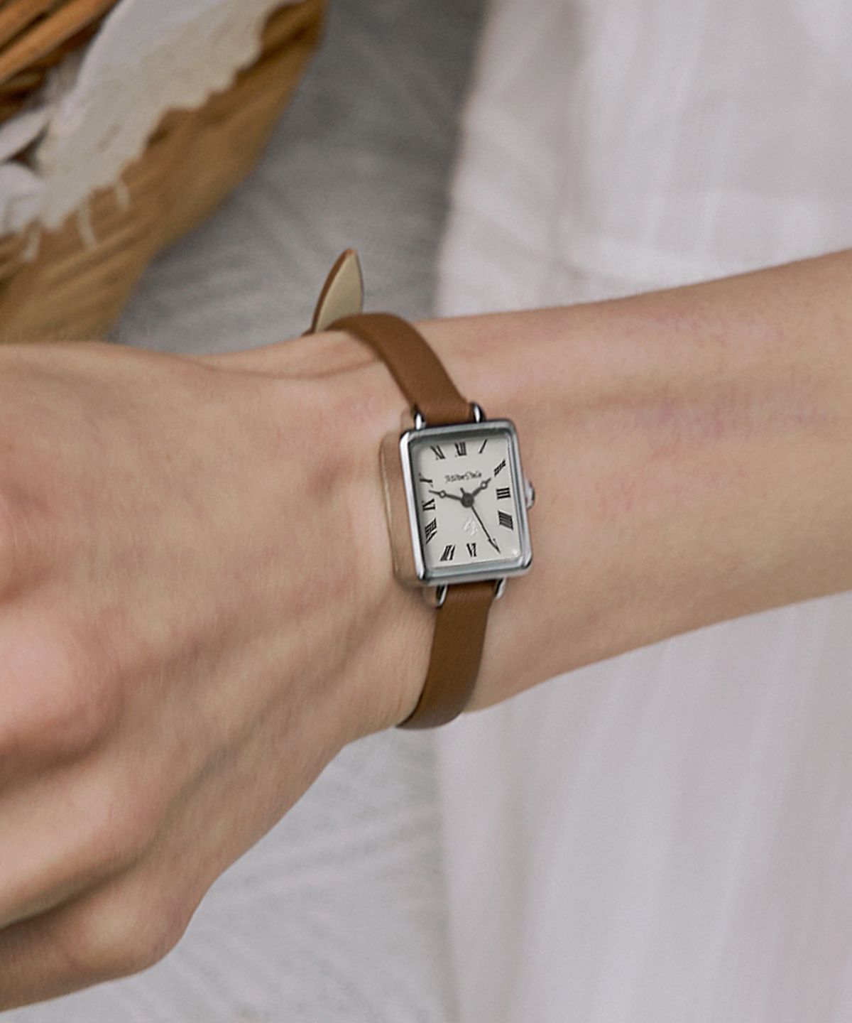 밀튼 스텔리(MILTON STELLE) Square Leather Watch MS-164R
