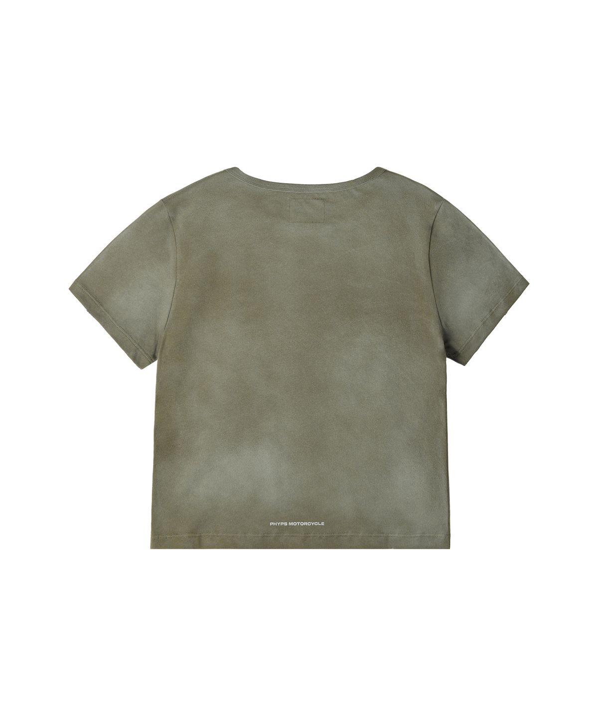 핍스 모터사이클(PHYPS MOTORCYCLE) Womens Damage Washed Wing Logo Crop Tee Khaki