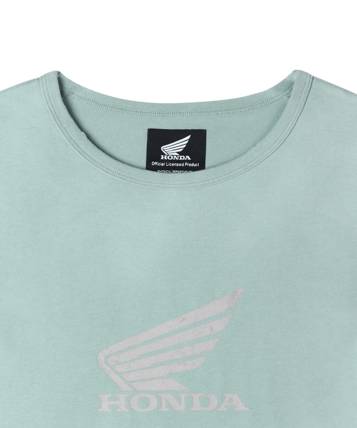 핍스 모터사이클(PHYPS MOTORCYCLE) Womens Damage Washed Wing Logo Crop Tee Teal