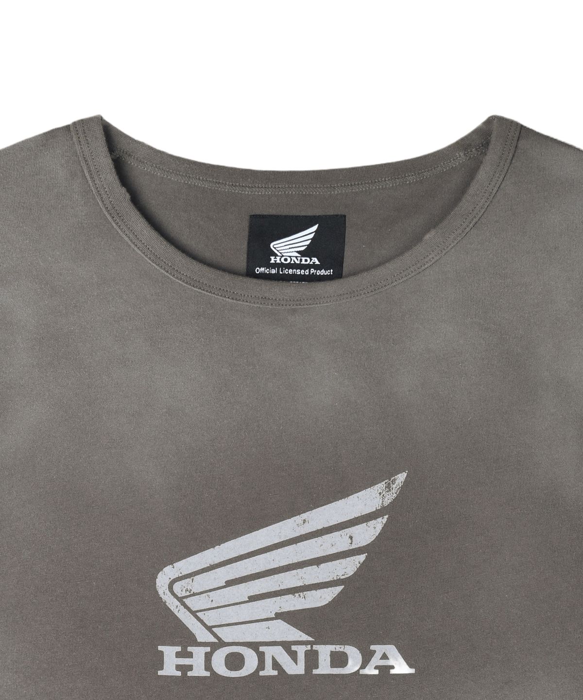 핍스 모터사이클(PHYPS MOTORCYCLE) Womens Damage Washed Wing Logo Crop Tee Charcoal