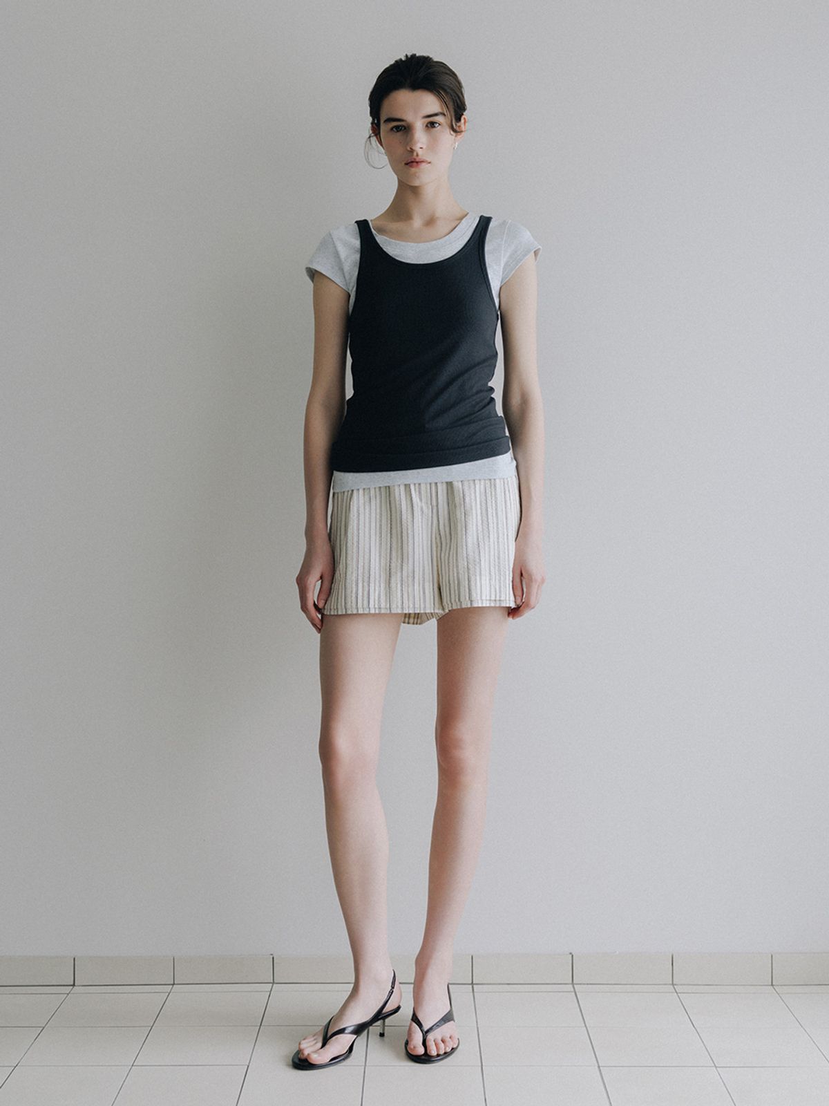 루에브르(LOEUVRE) Banded Waist Striped Shorts SW6ML710-99