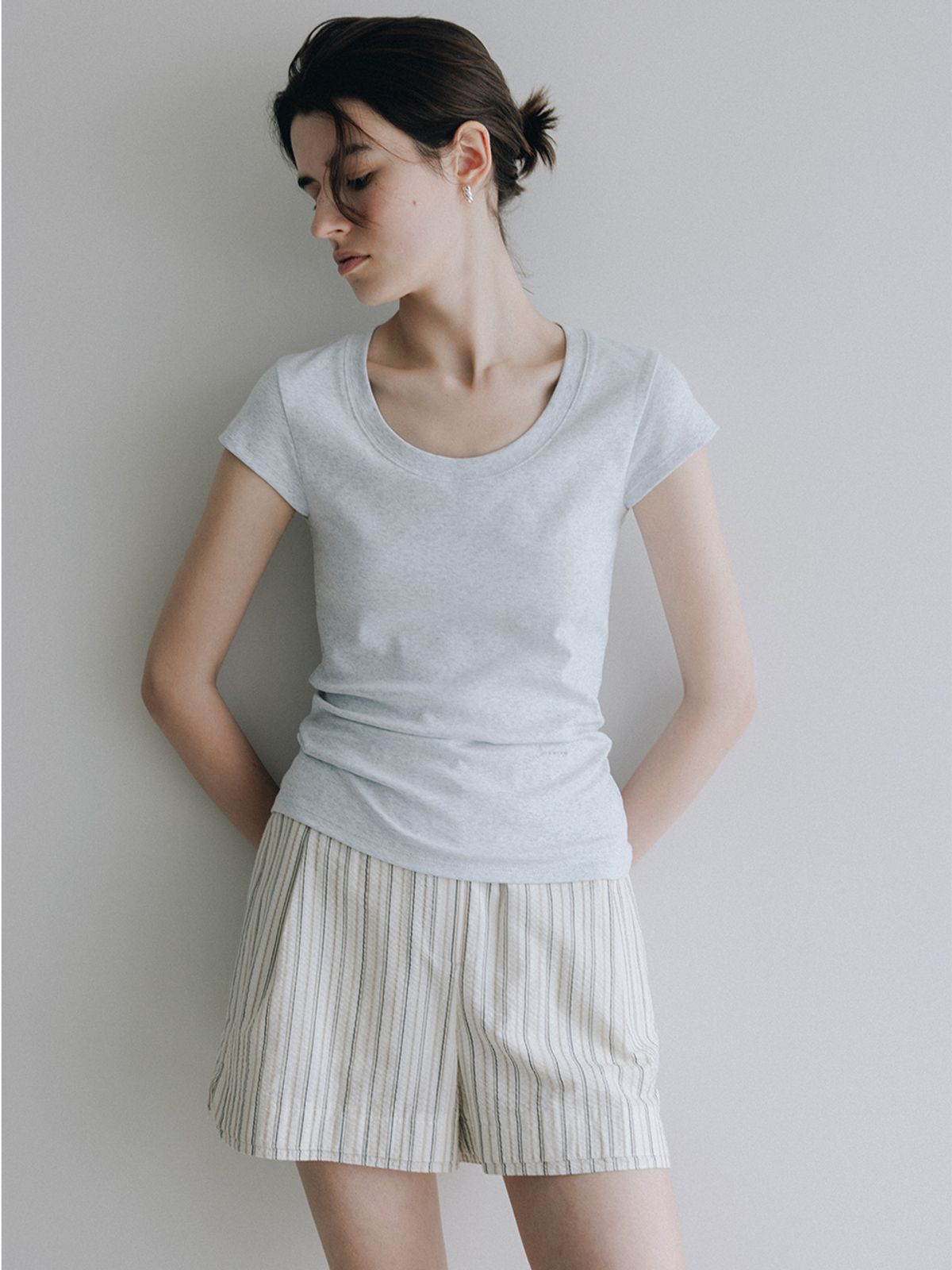 루에브르(LOEUVRE) Banded Waist Striped Shorts SW6ML710-99