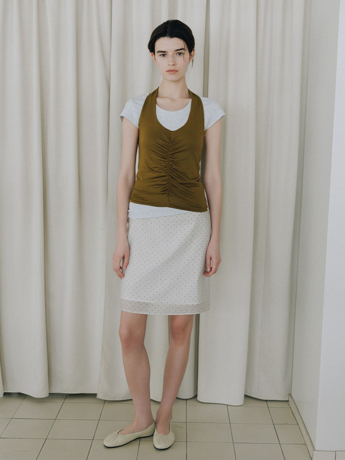 루에브르(LOEUVRE) Shirred Halter Jersey Top SW6ME764_2color