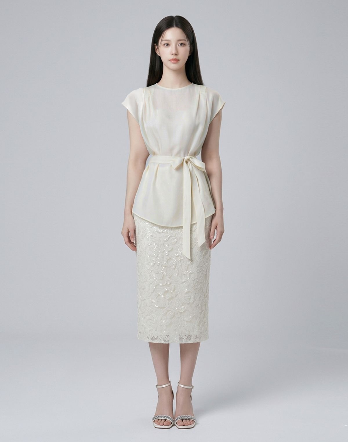 지에마르(GIEMAR) PINTUCK SLEEVELESS IVORY 핀턱 슬리브리스 아이보리