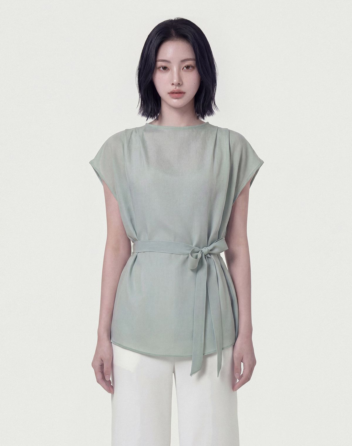 지에마르(GIEMAR) PINTUCK SLEEVELESS MINT 핀턱 슬리브리스 민트