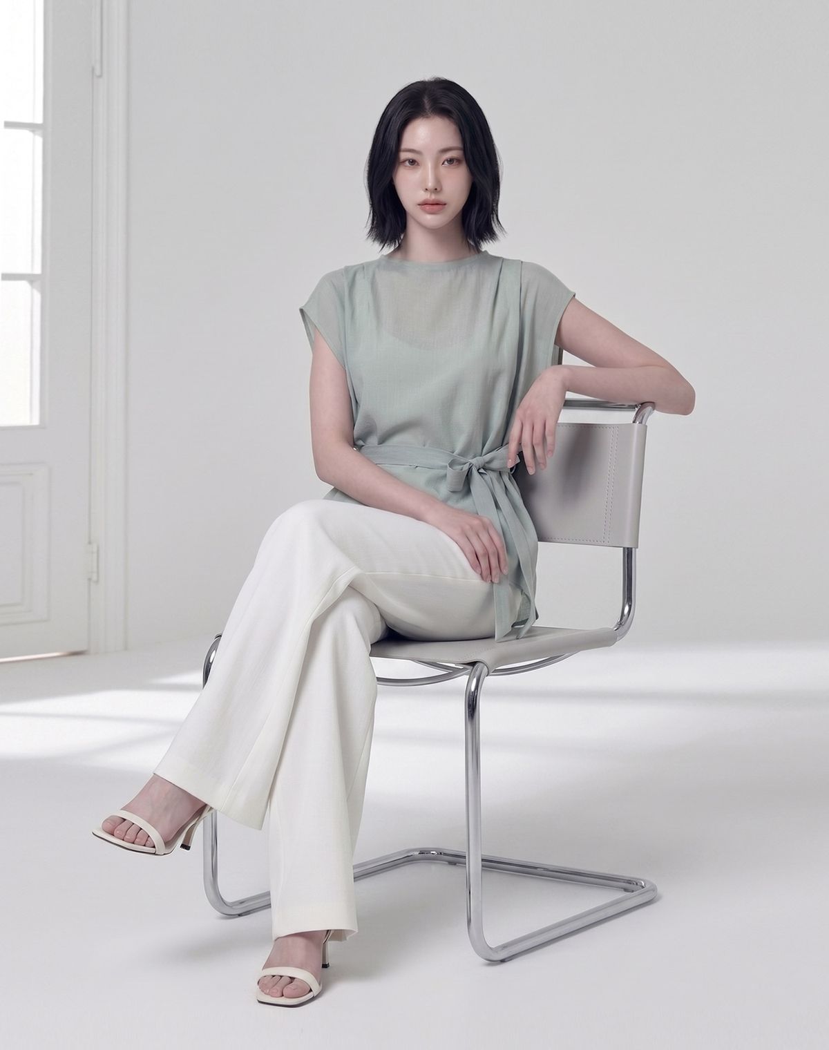 지에마르(GIEMAR) PINTUCK SLEEVELESS MINT 핀턱 슬리브리스 민트