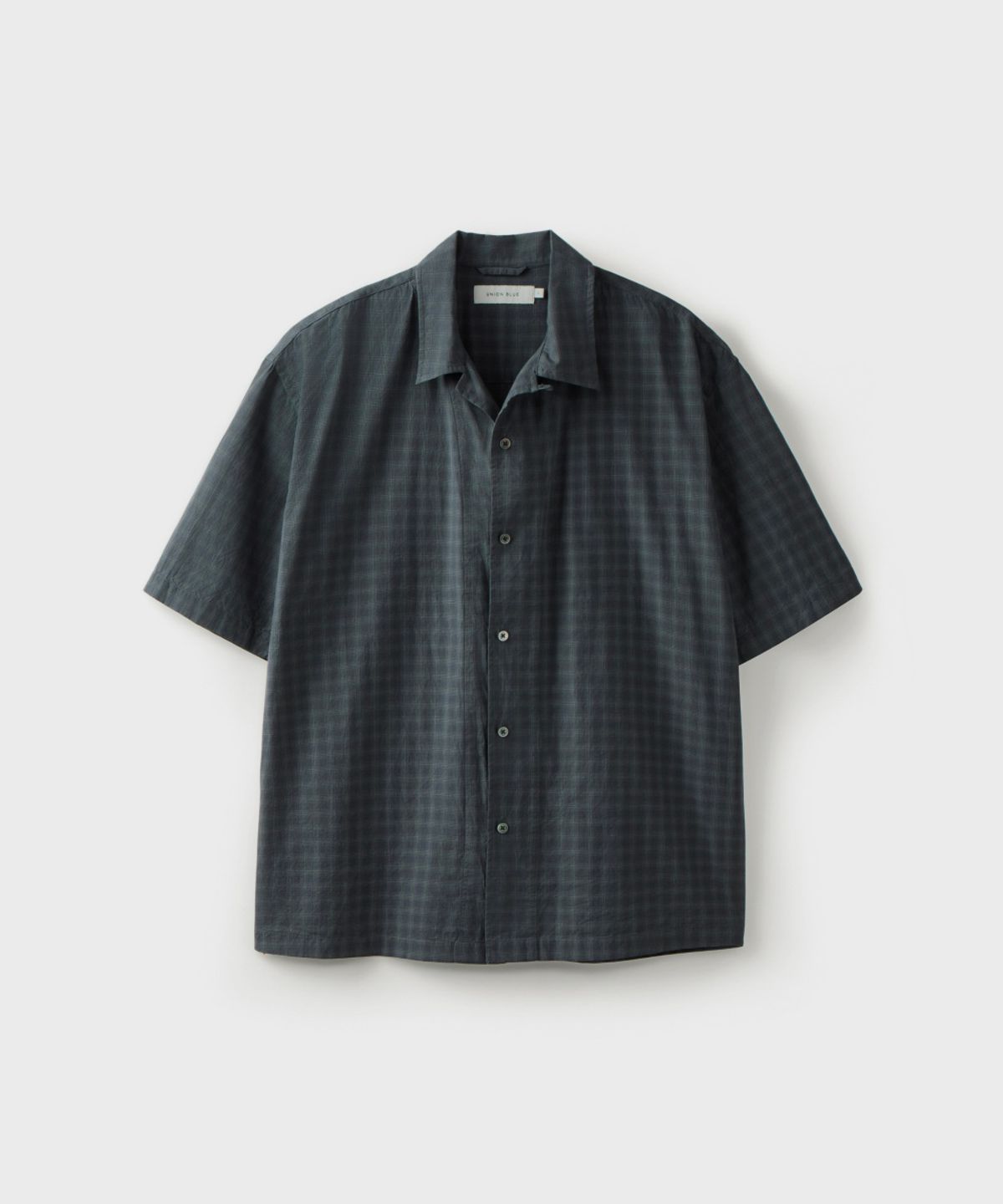 유니온블루(UNION BLUE) LOOSED CHECK HALF SHIRT [GRAPHITE]