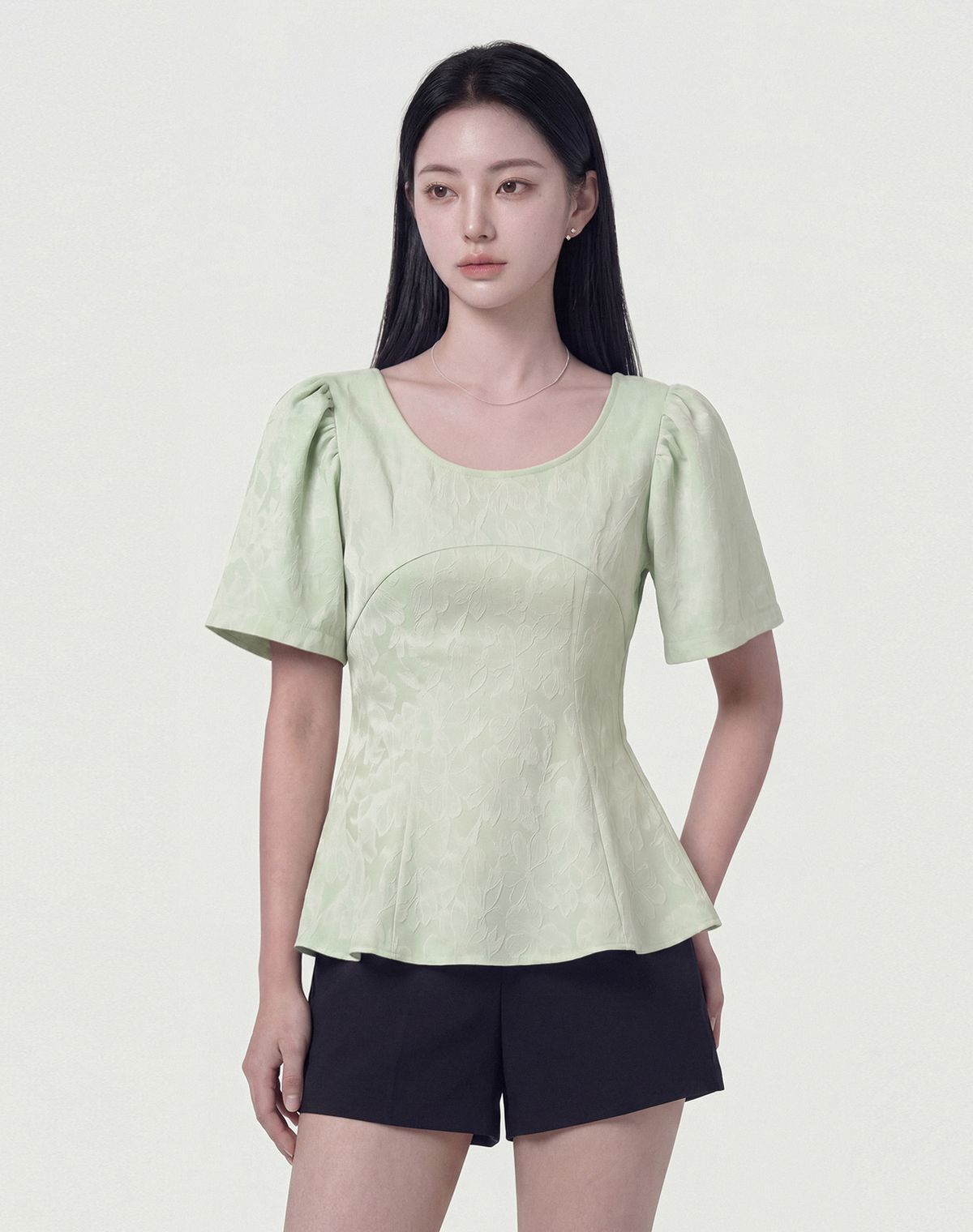 지에마르(GIEMAR) MUSE FLARE BLOUSE GREEN 뮤즈 플레어 블라우스 그린