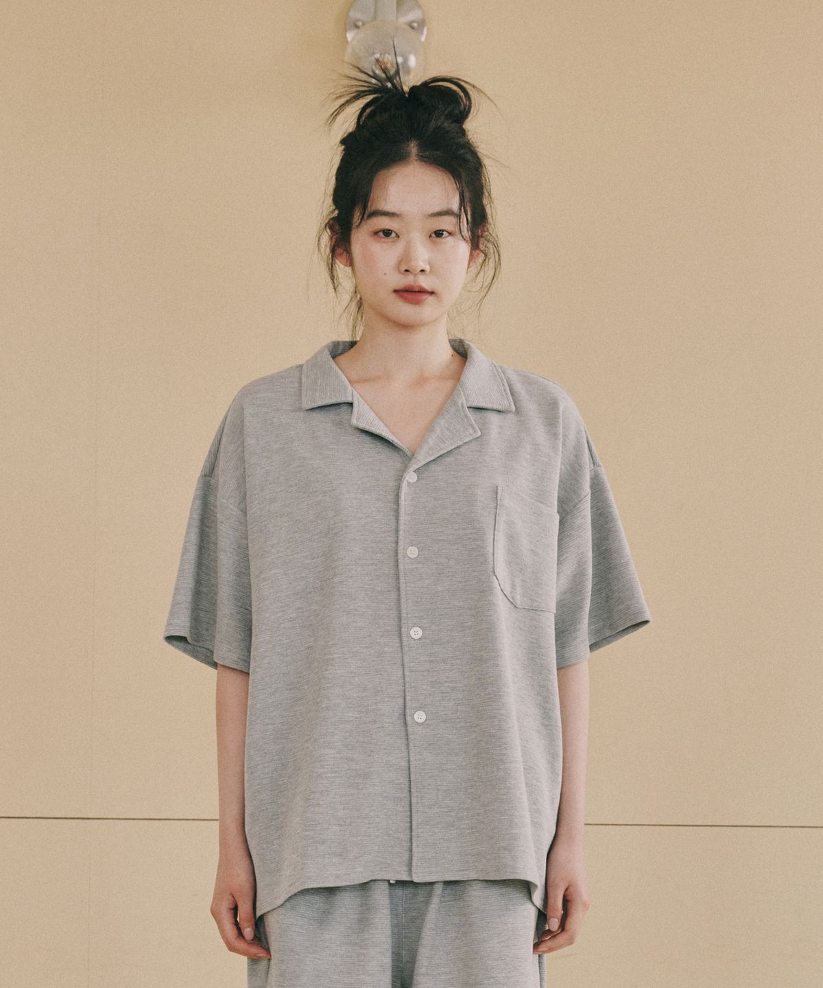 오끼뜨(OGGITT) 레지던스 와플 파자마 셔츠 그레이