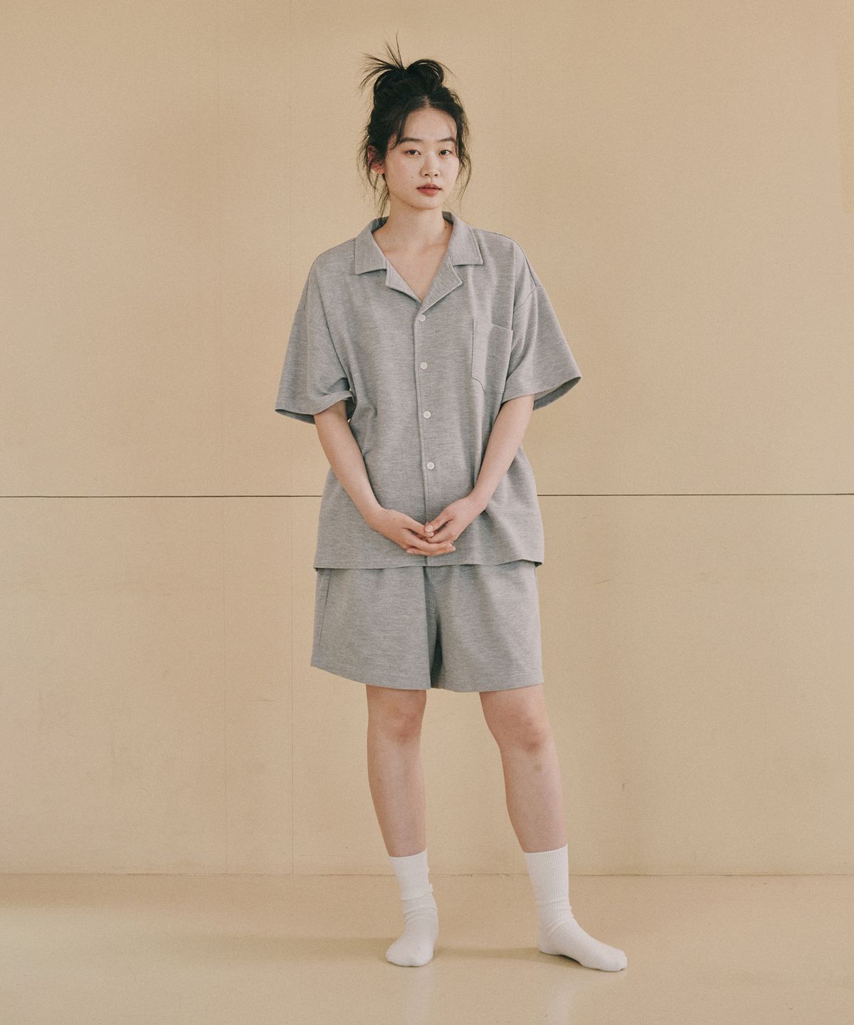 오끼뜨(OGGITT) 레지던스 와플 파자마 셔츠 그레이