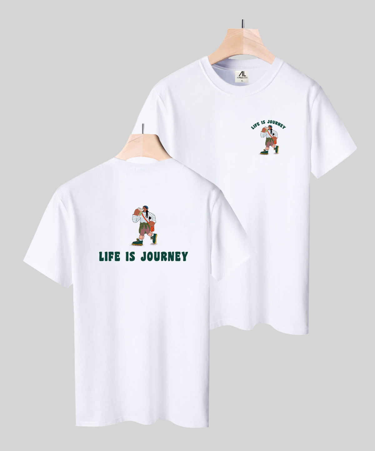 엠블룩(AMBLELOOK) 프리미엄 면스판 라운드 반팔티 JOURNEY (4color)
