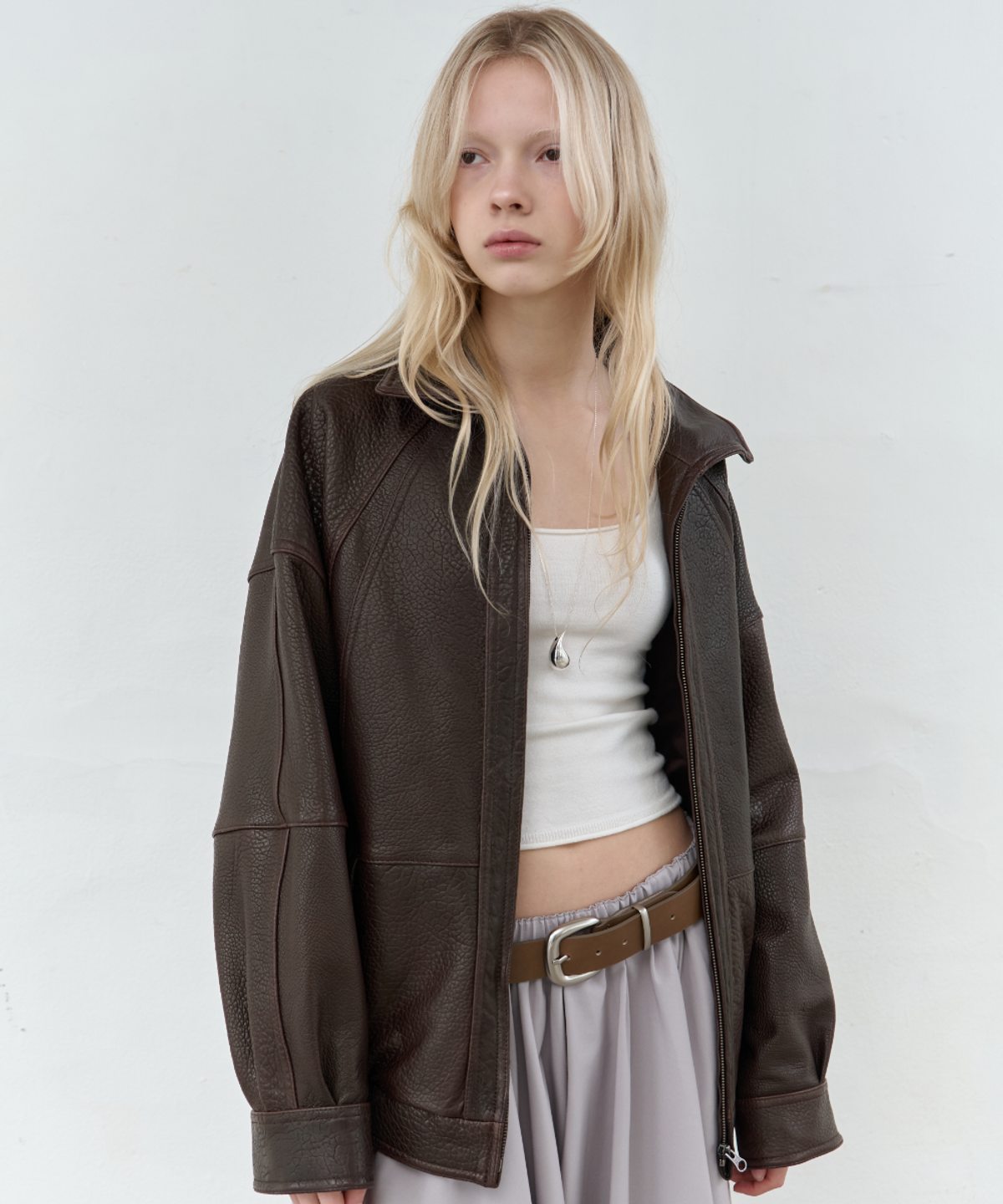 서란(SEORAN) LambSkin Leather Blouson_Brown