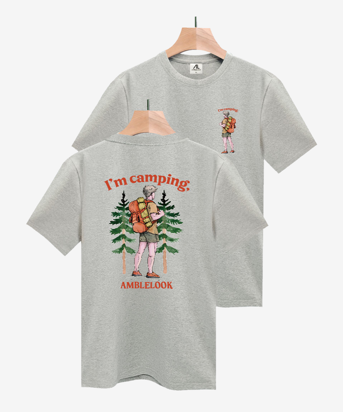 엠블룩(AMBLELOOK) 프리미엄 면스판 라운드 반팔티 Im camping (4color)