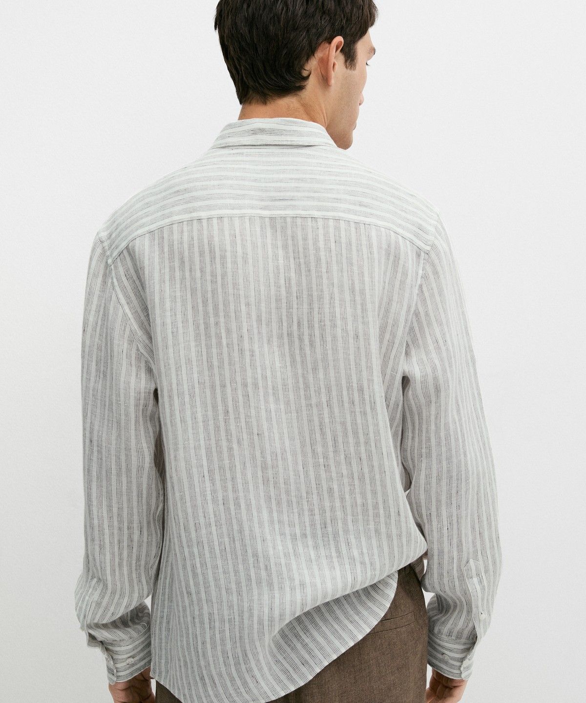 마시모두띠(MASSIMO DUTTI) 100% 린넨 레귤러 핏 스트라이프 셔츠