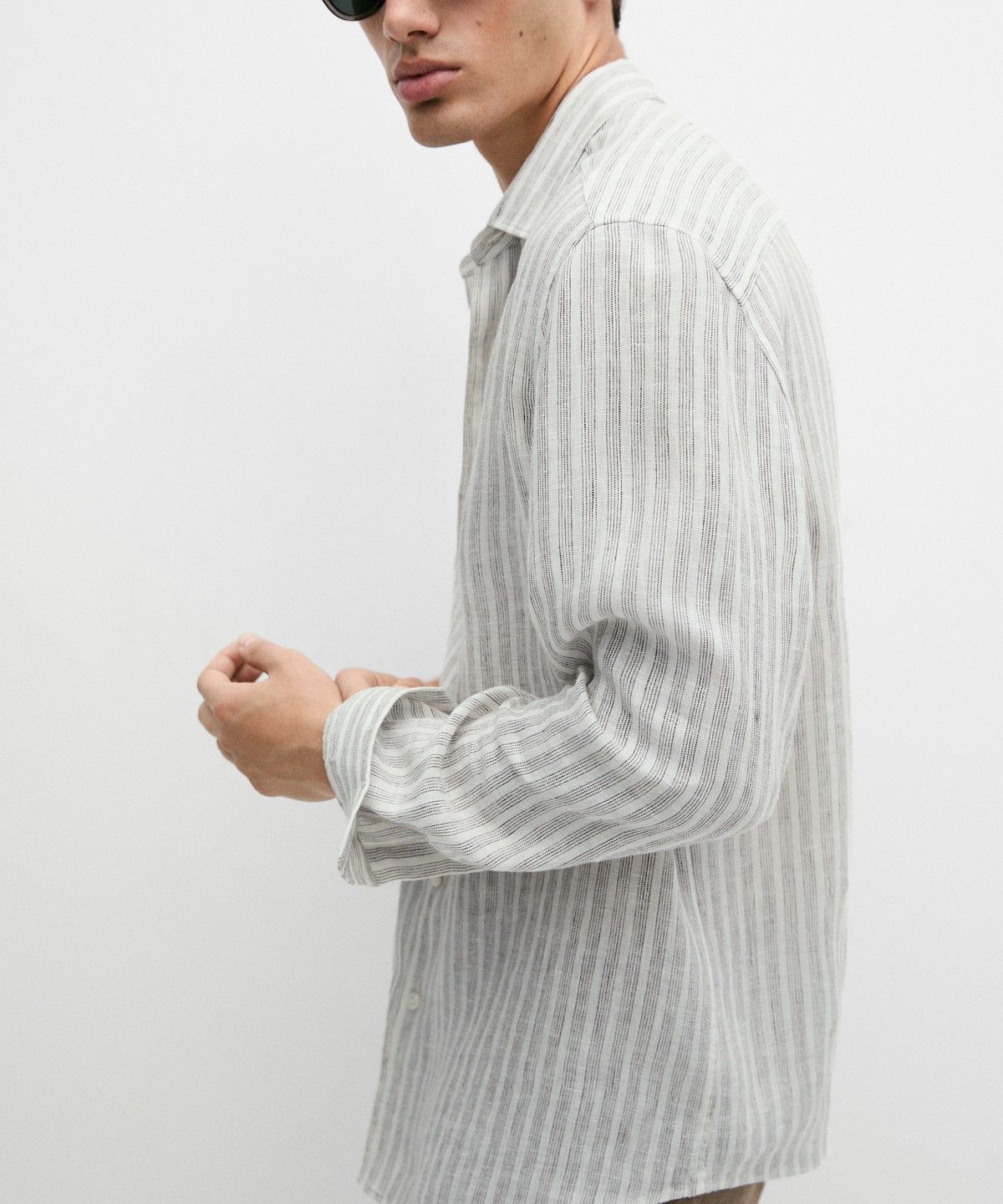 마시모두띠(MASSIMO DUTTI) 100% 린넨 레귤러 핏 스트라이프 셔츠
