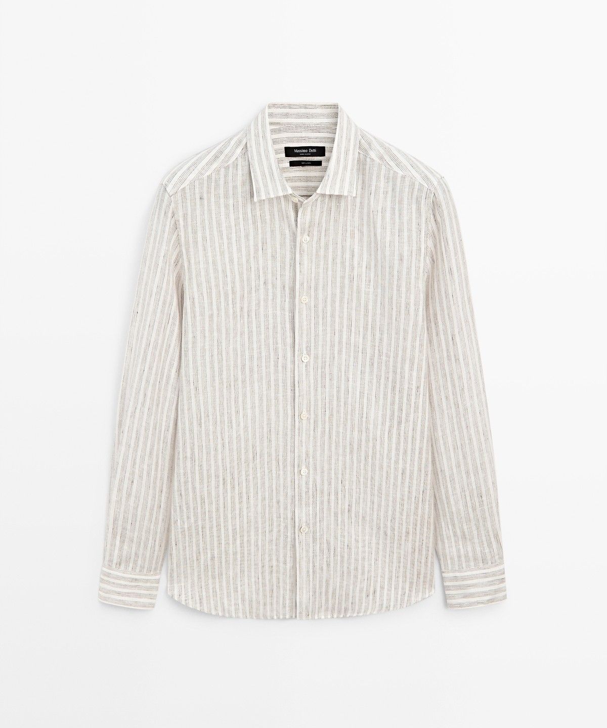 마시모두띠(MASSIMO DUTTI) 100% 린넨 레귤러 핏 스트라이프 셔츠