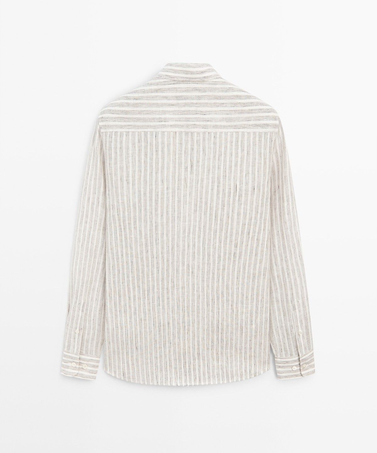 마시모두띠(MASSIMO DUTTI) 100% 린넨 레귤러 핏 스트라이프 셔츠