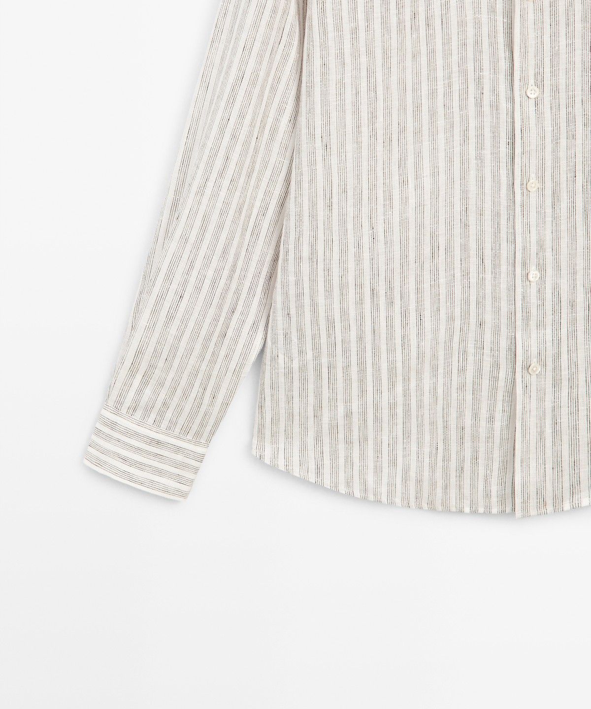 마시모두띠(MASSIMO DUTTI) 100% 린넨 레귤러 핏 스트라이프 셔츠