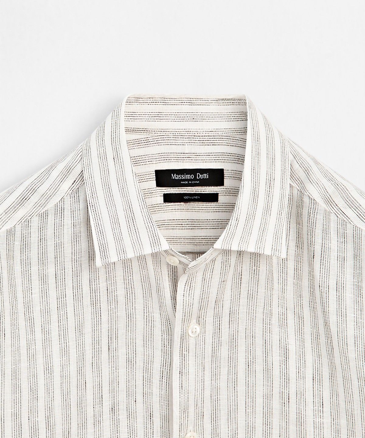 마시모두띠(MASSIMO DUTTI) 100% 린넨 레귤러 핏 스트라이프 셔츠