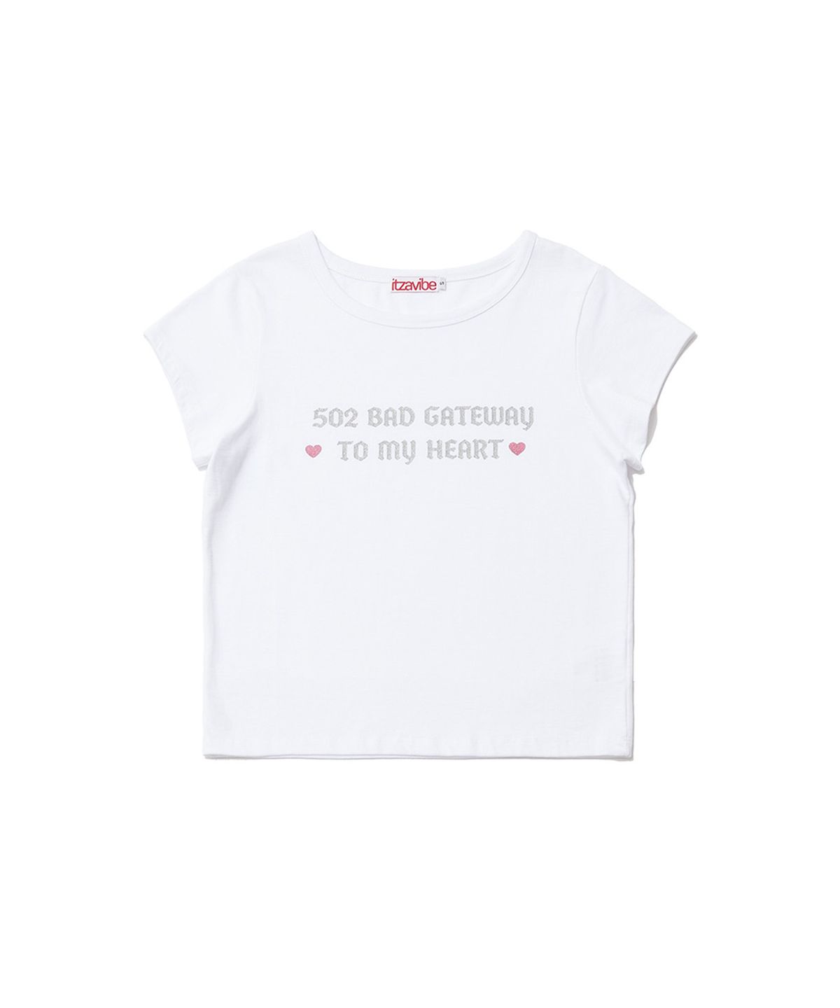 잇자바이브(ITZAVIBE) 502 GLITTER LETTERING T SHIRT - WHITE